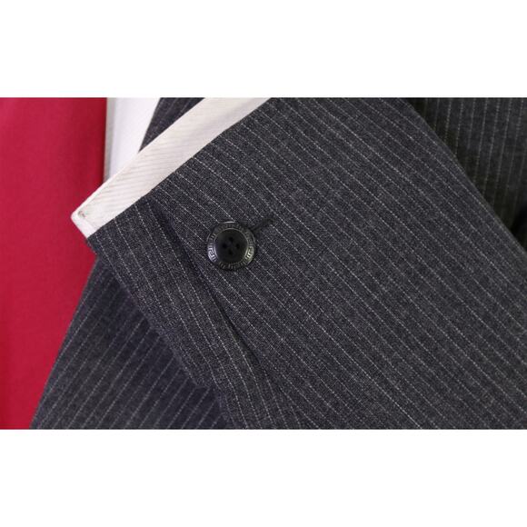 Gianni Versace Vintage 90s Gray Striped Double Breasted Wool Mohair Suit 40R - Picture 6 of 11
